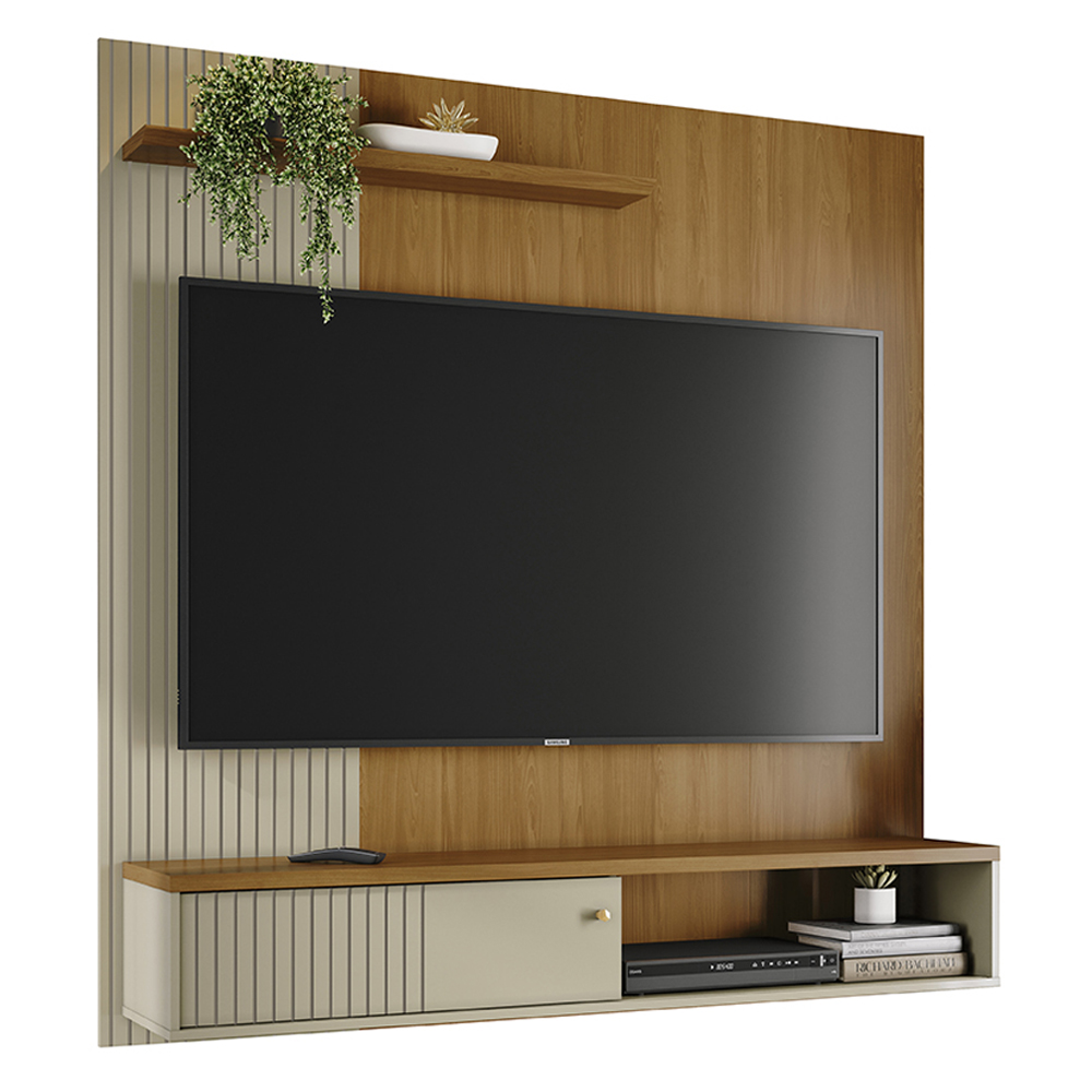 Painel Suspenso Tv 65 Pol 1P 160 cm Aurora Cumaru Opala MADETEC