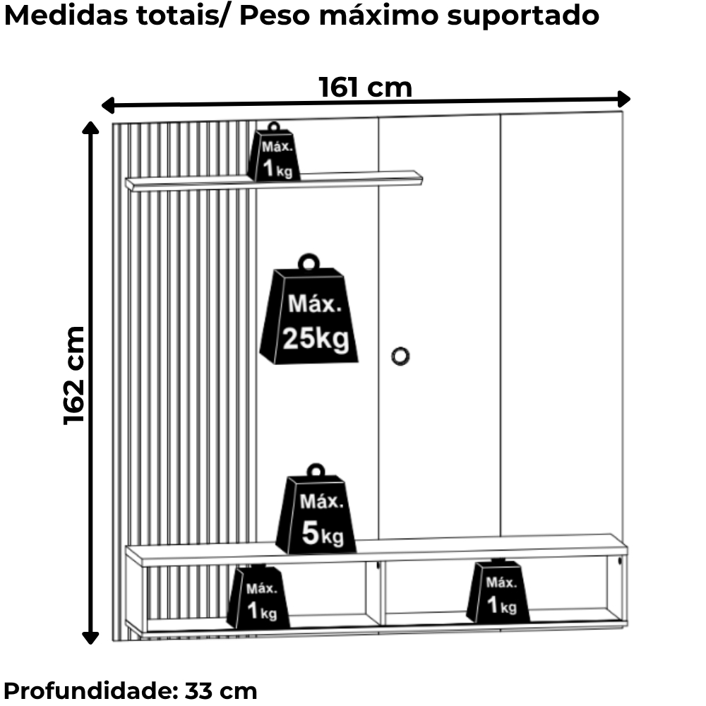 Painel Suspenso Tv 65 Pol 1P 160 cm Aurora Cumaru Opala MADETEC