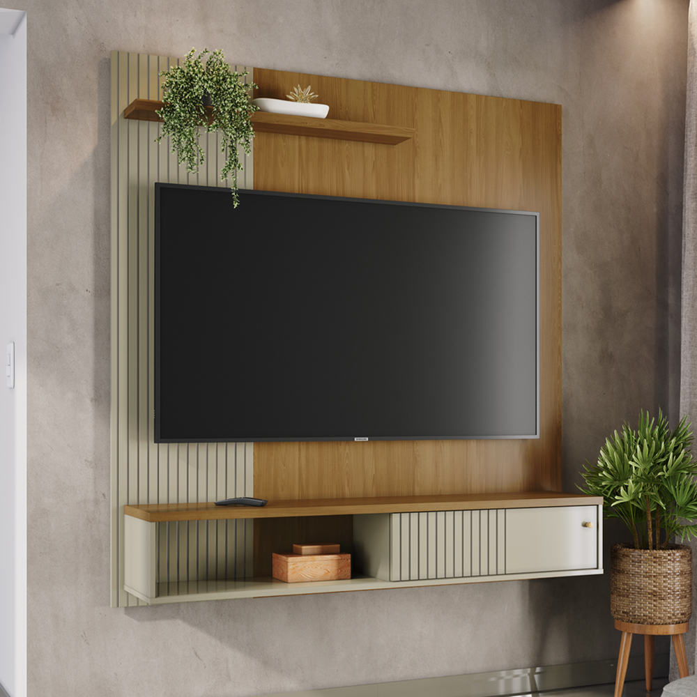 Painel Suspenso Tv 65 Pol 1P 160 cm Aurora Cumaru Opala MADETEC