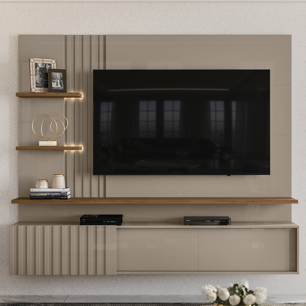 Painel Suspenso Tv 65 Pol 3P 200 cm Atena Fend Naturale MADETEC