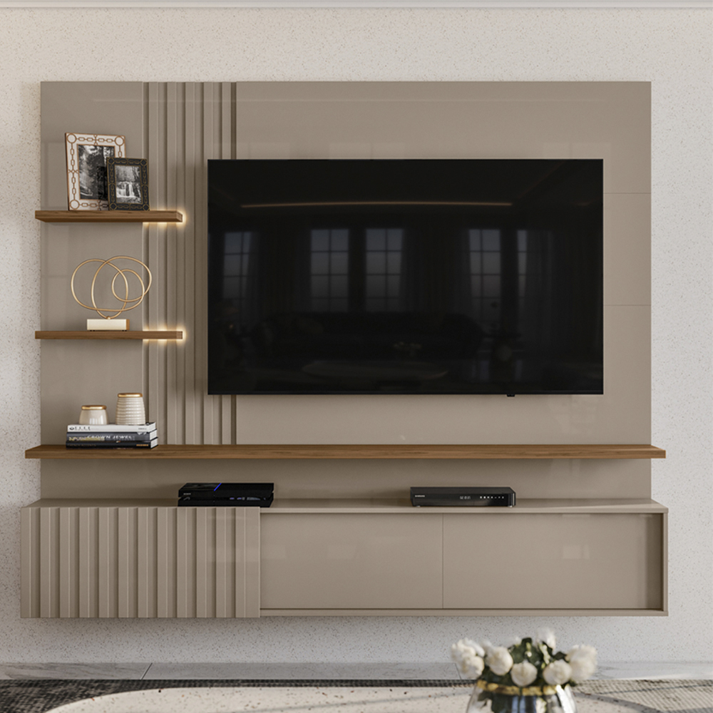 Painel Suspenso Tv 65 Pol 3P 200 cm Atena Fend Naturale MADETEC