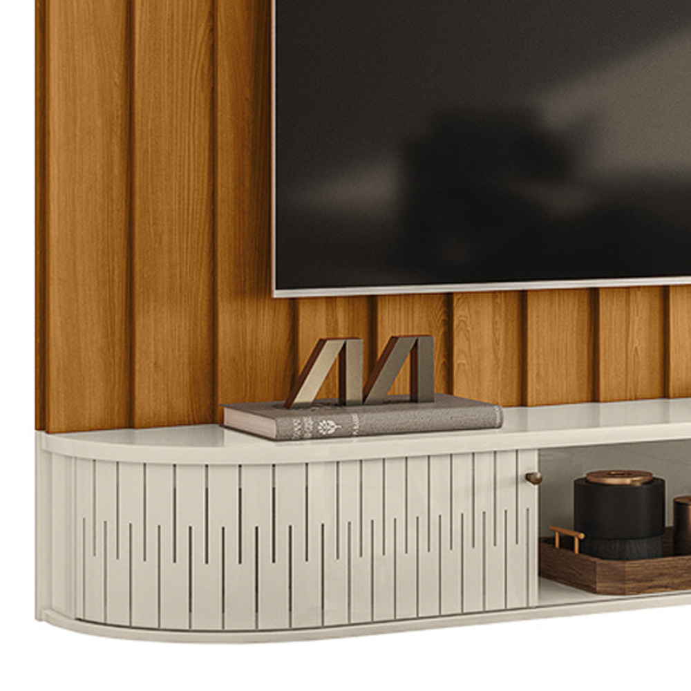 Painel Suspenso Tv 75 Pol 207 cm Imola Cinamomo Off White MADETEC