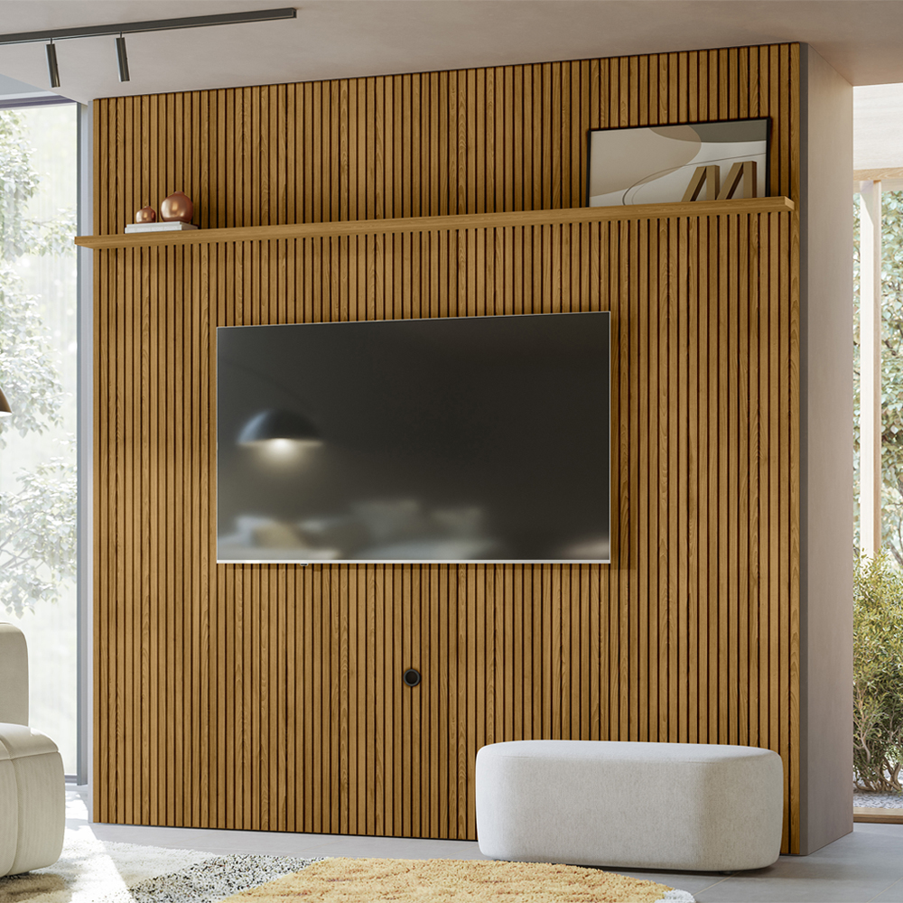 Painel Suspenso Tv 75 Pol 245x238 cm Guapore Cumaru MADETEC