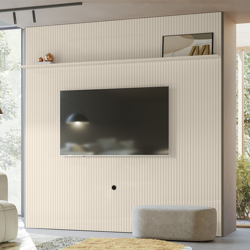 Painel Suspenso Tv 75 Pol 245x238 cm Guapore Off White MADETEC