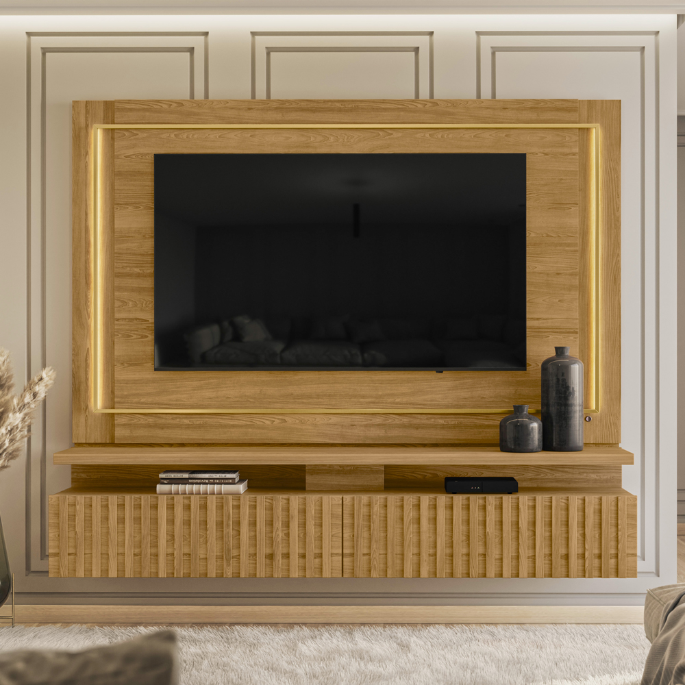 Painel Suspenso Tv 75 Pol 2P 216 cm Gaia Cumaru MADETEC