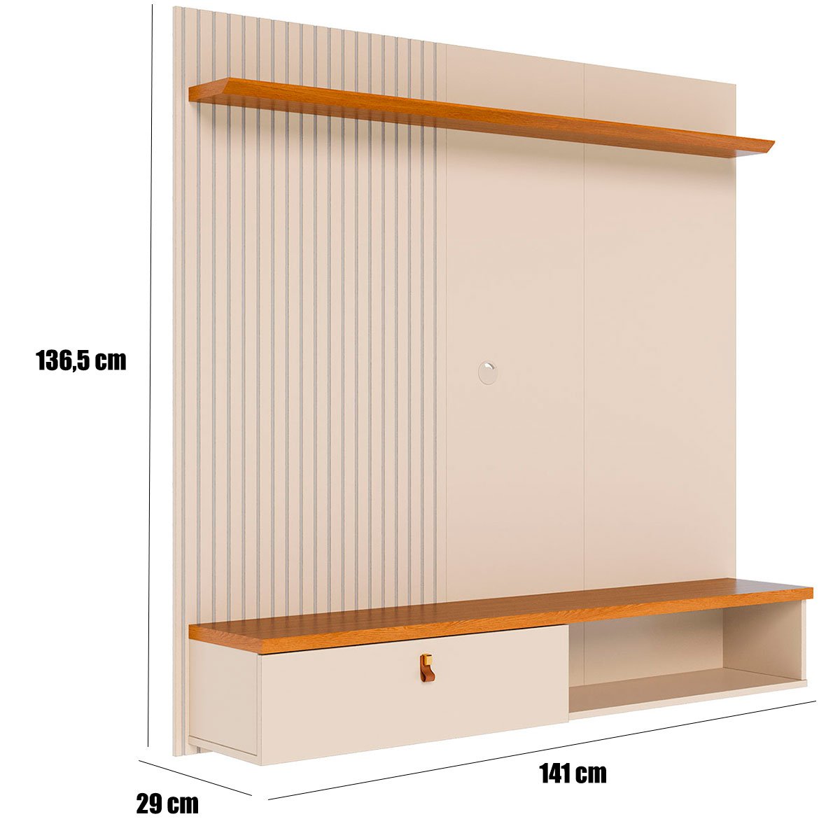 Painel Suspenso para Tv 55 Polegadas 1 Porta Basculante Isis Cinamomo/Off White