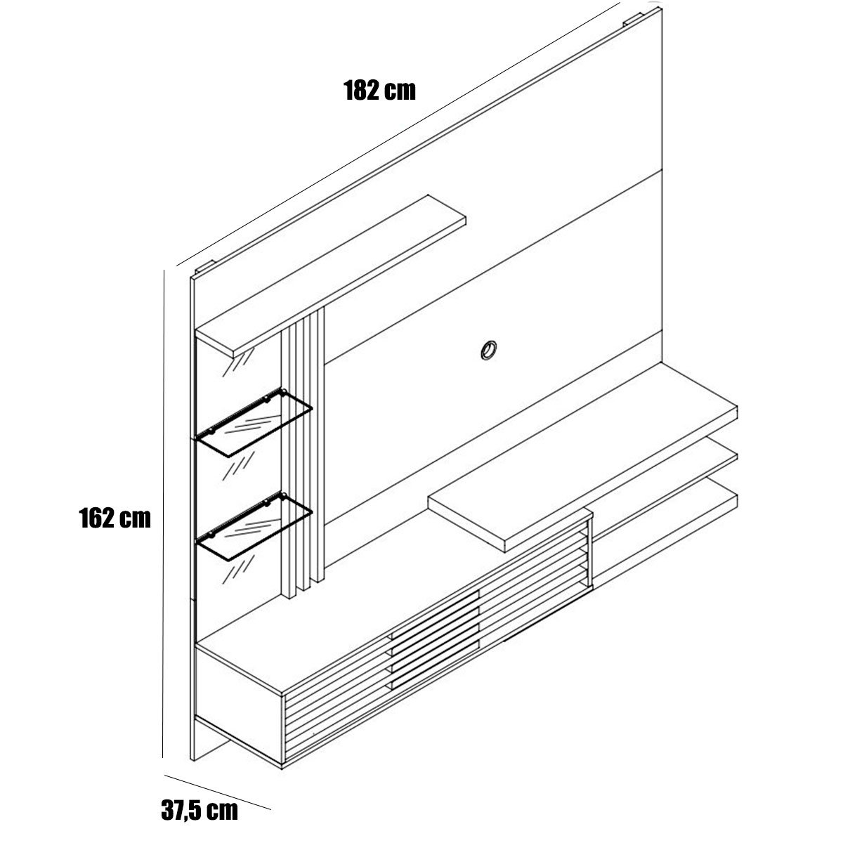 Painel Suspenso para Tv 55 Polegadas com 2 Portas Sidnei Cinamomo/Off White