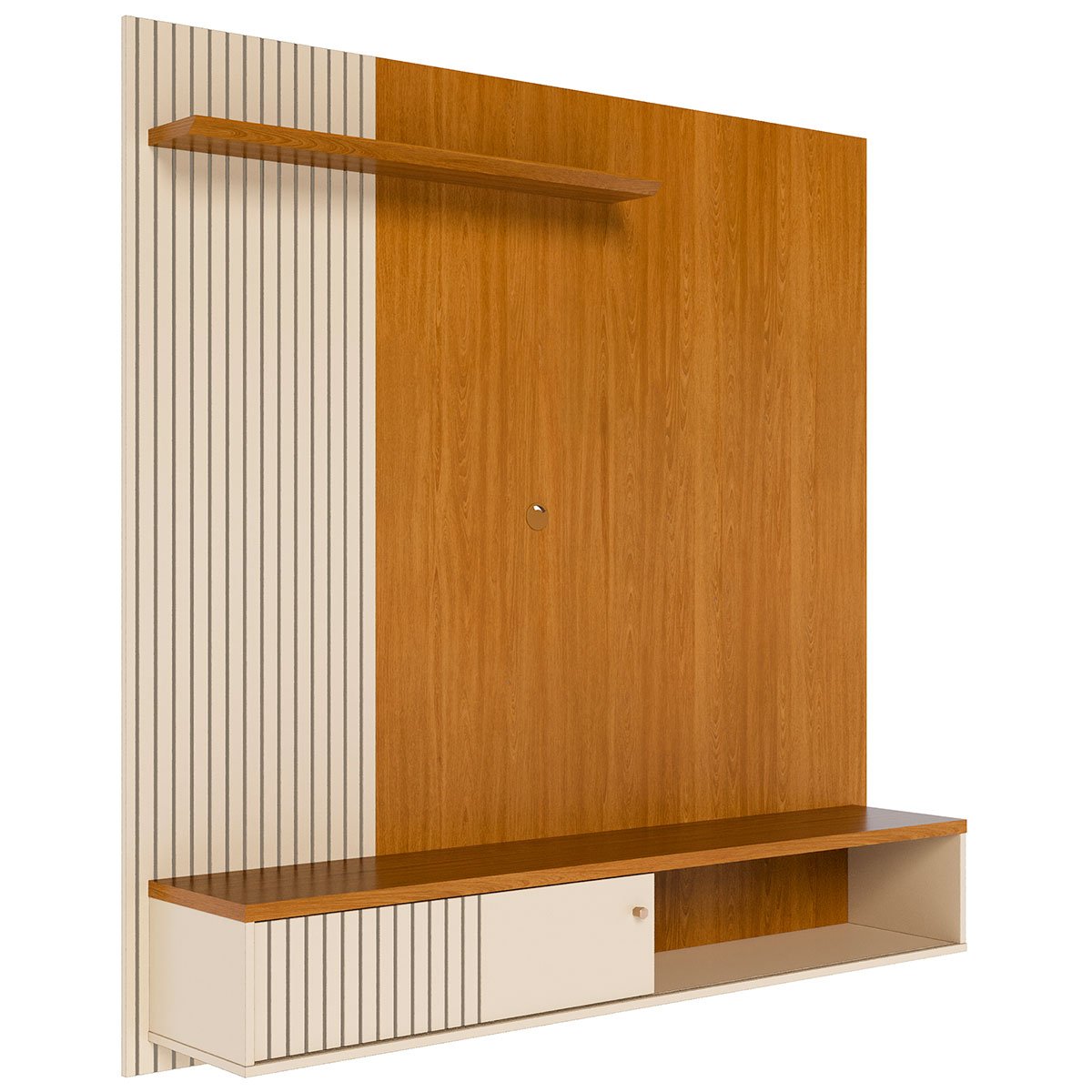 Painel Suspenso para Tv 65 Polegadas 1 Porta Correr Ariel Cinamomo/Off White