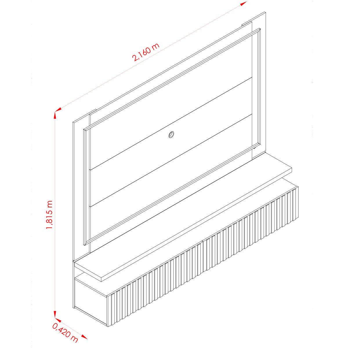 Painel Suspenso para Tv 75 Polegadas Ripado com Led Hera Calacata/Off White