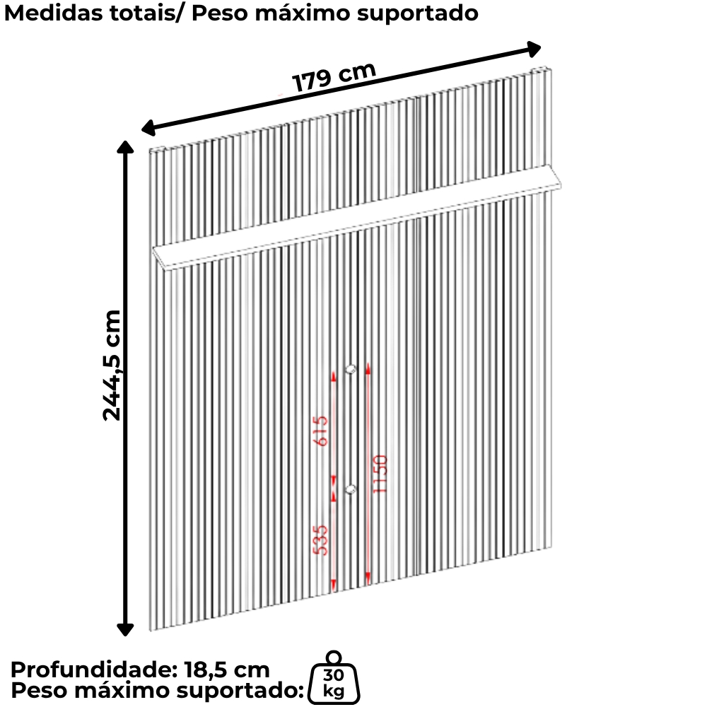 Painel Tv 65 Pol 245X179 cm New Interlagos Cinamomo Off White MADETEC