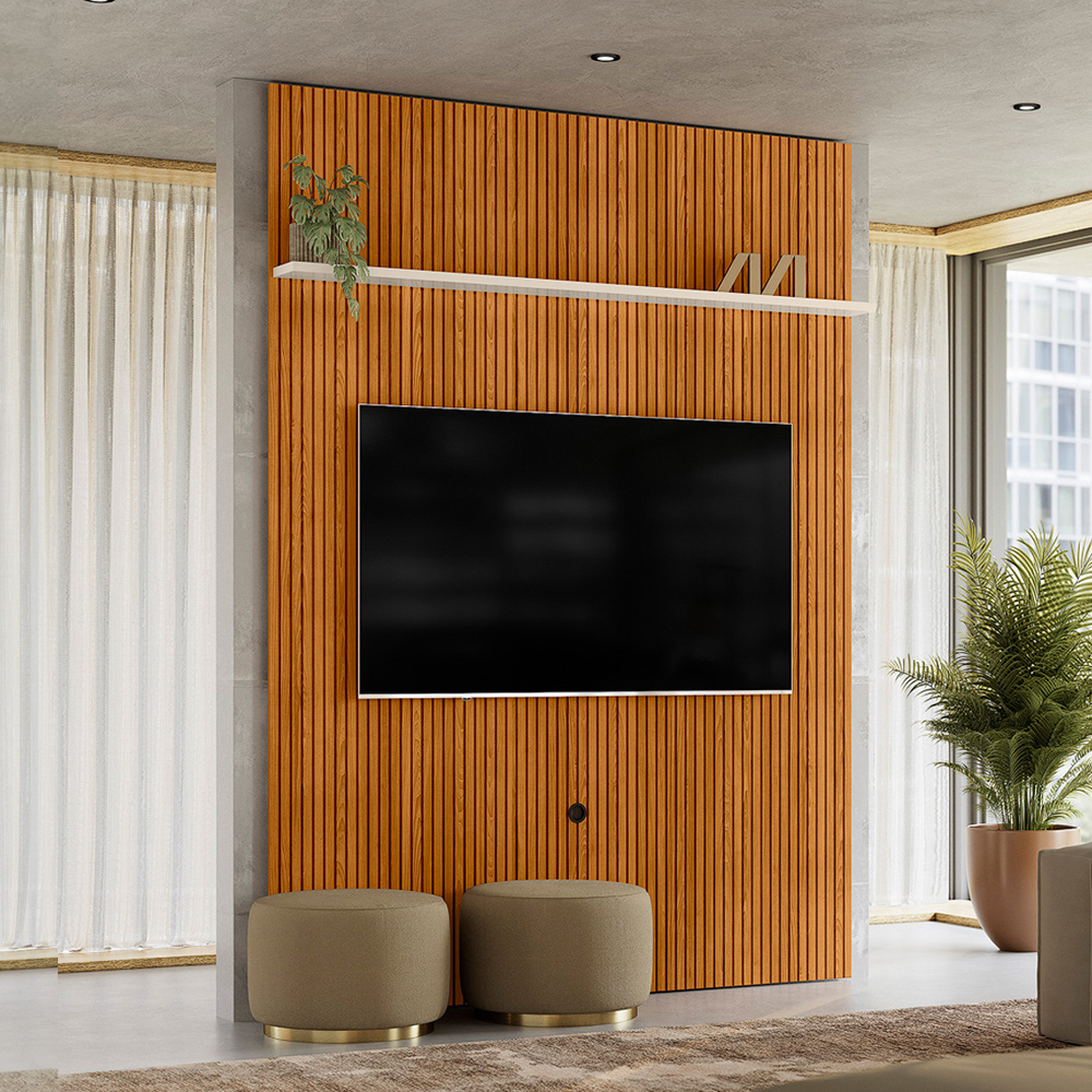 Painel Tv 65 Pol 245X179 cm New Interlagos Cinamomo Off White MADETEC