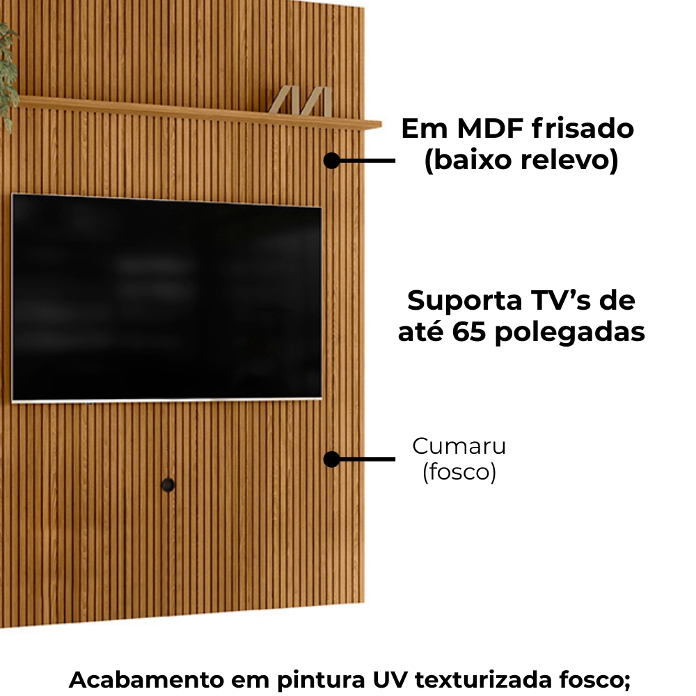 Painel Tv 65 Pol 245X179 cm New Interlagos Cumaru MADETEC