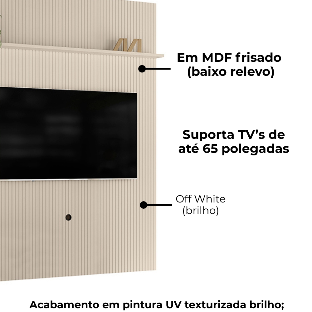Painel Tv 65 Pol 245X179 cm New Interlagos Off White MADETEC