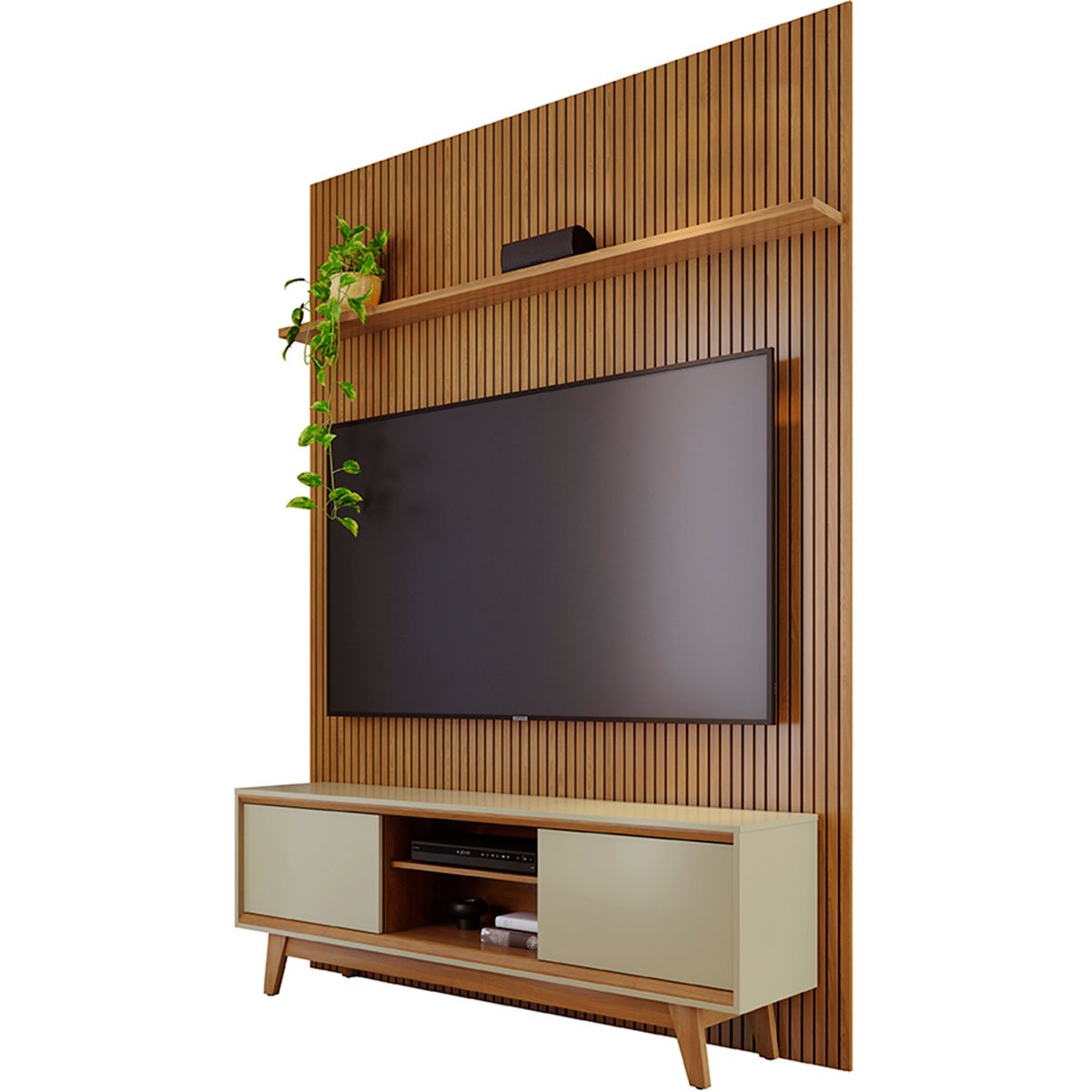 Painel para TV 65 Polegadas Composição Bancada Nilo Cumaru/Opala