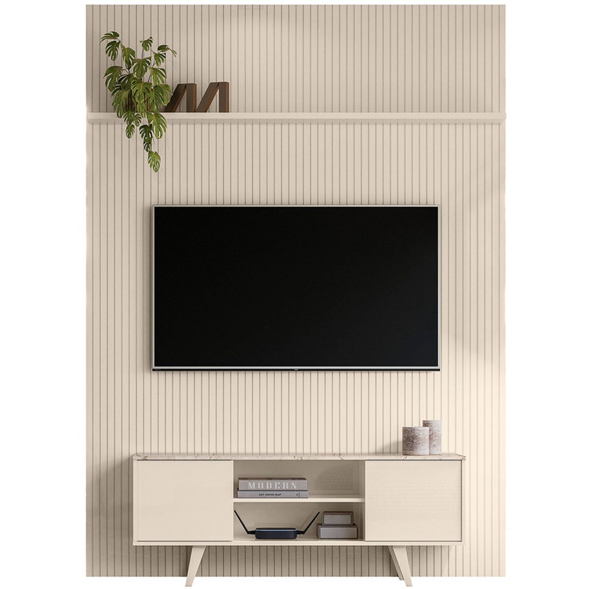 Painel para TV 65 Polegadas Composição Bancada Panor Calacata/Off White