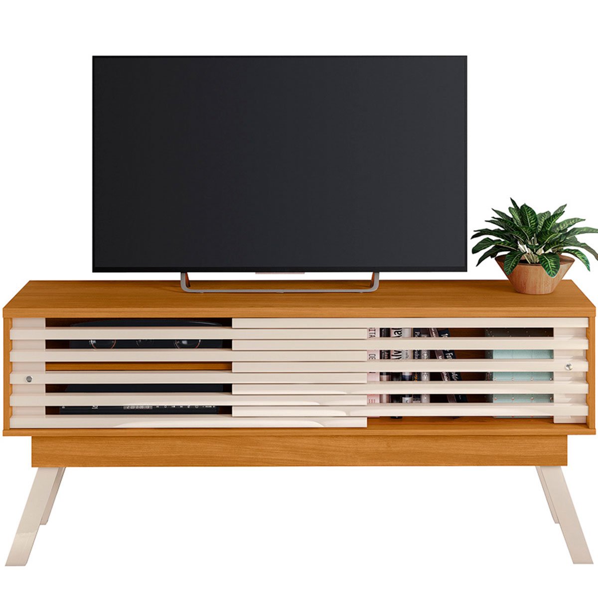 Painel para TV 65 Polegadas Composição Bancada Premax Cinamomo/Off White