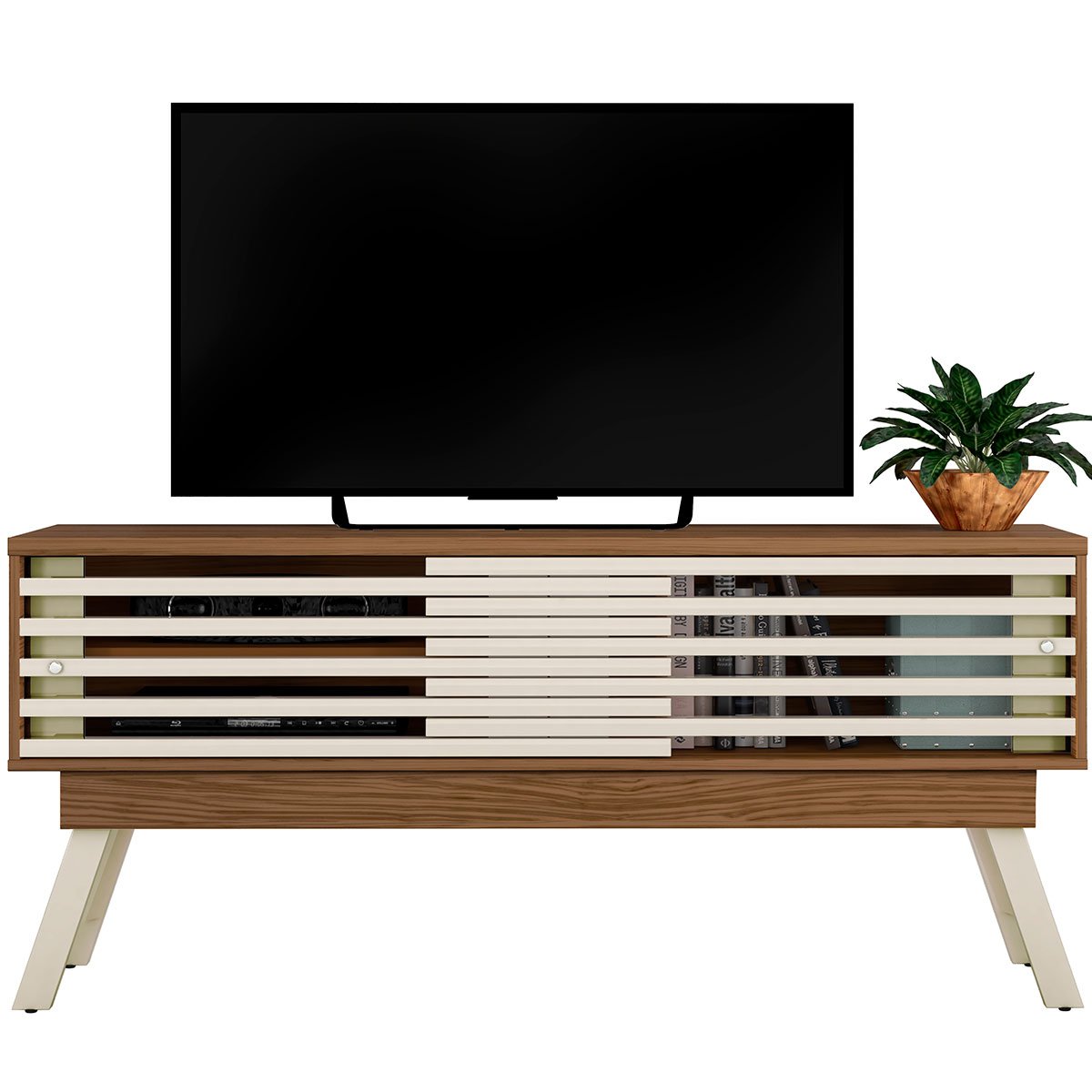 Painel para TV 65 Polegadas Composição Bancada Premax Naturale/Off White