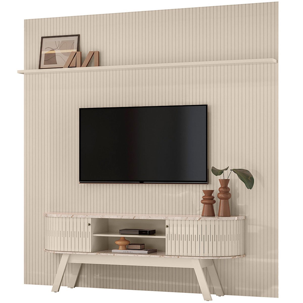 Painel para TV 75 Polegadas Composição Bancada Lugana Calacata/Off White