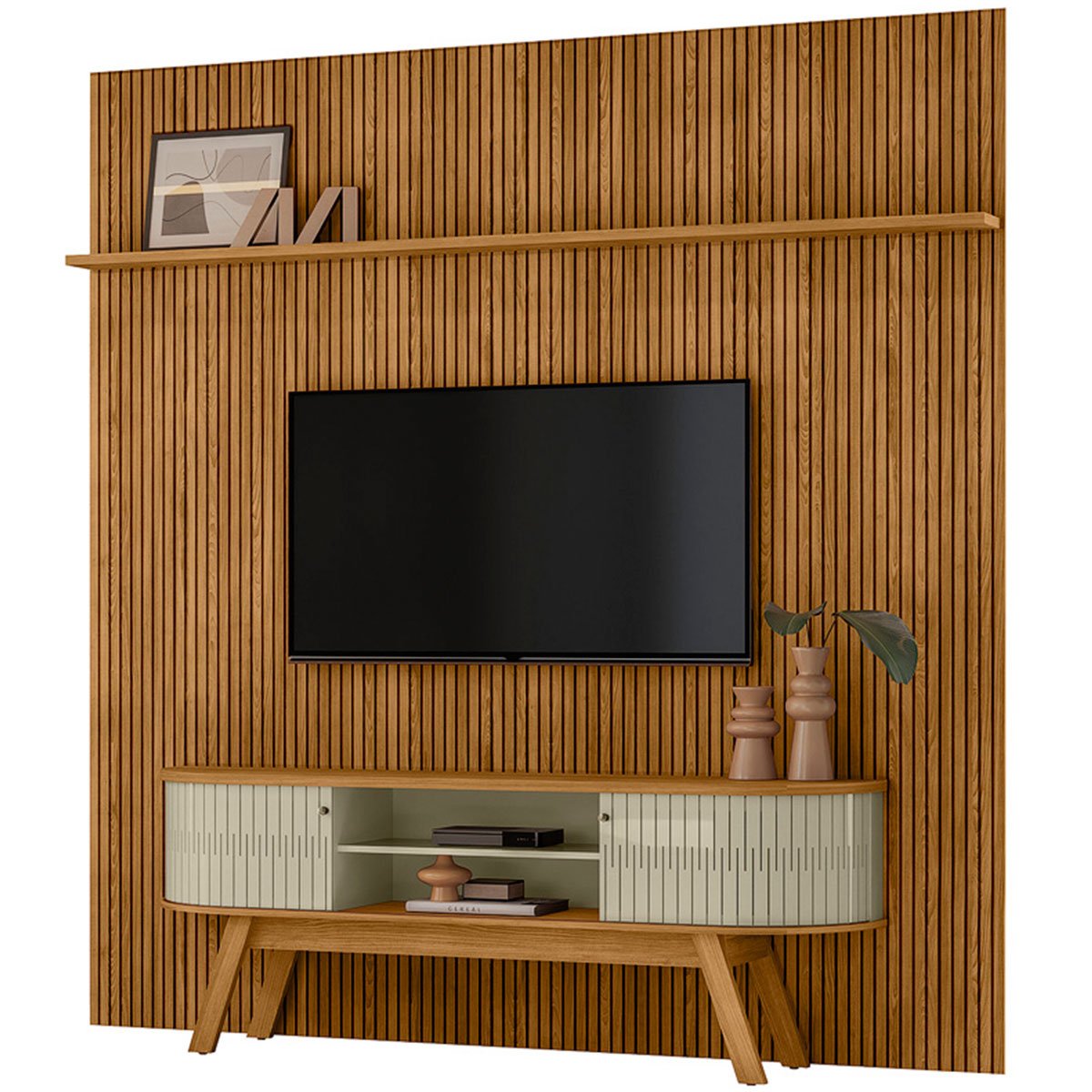 Painel para TV 75 Polegadas Composição Bancada Lugana Cumaru/Opala