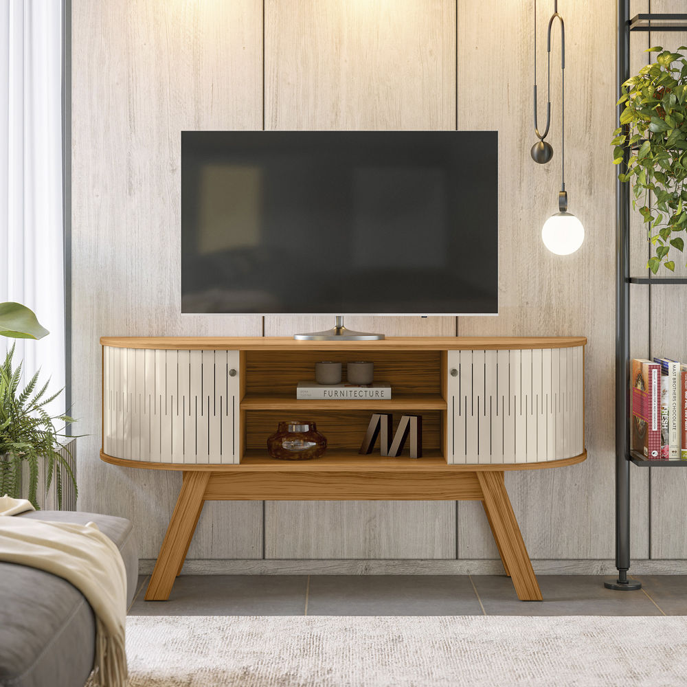 Rack Bancada 136 cm TV 55 Pol 5091 Naturale Off White MDT