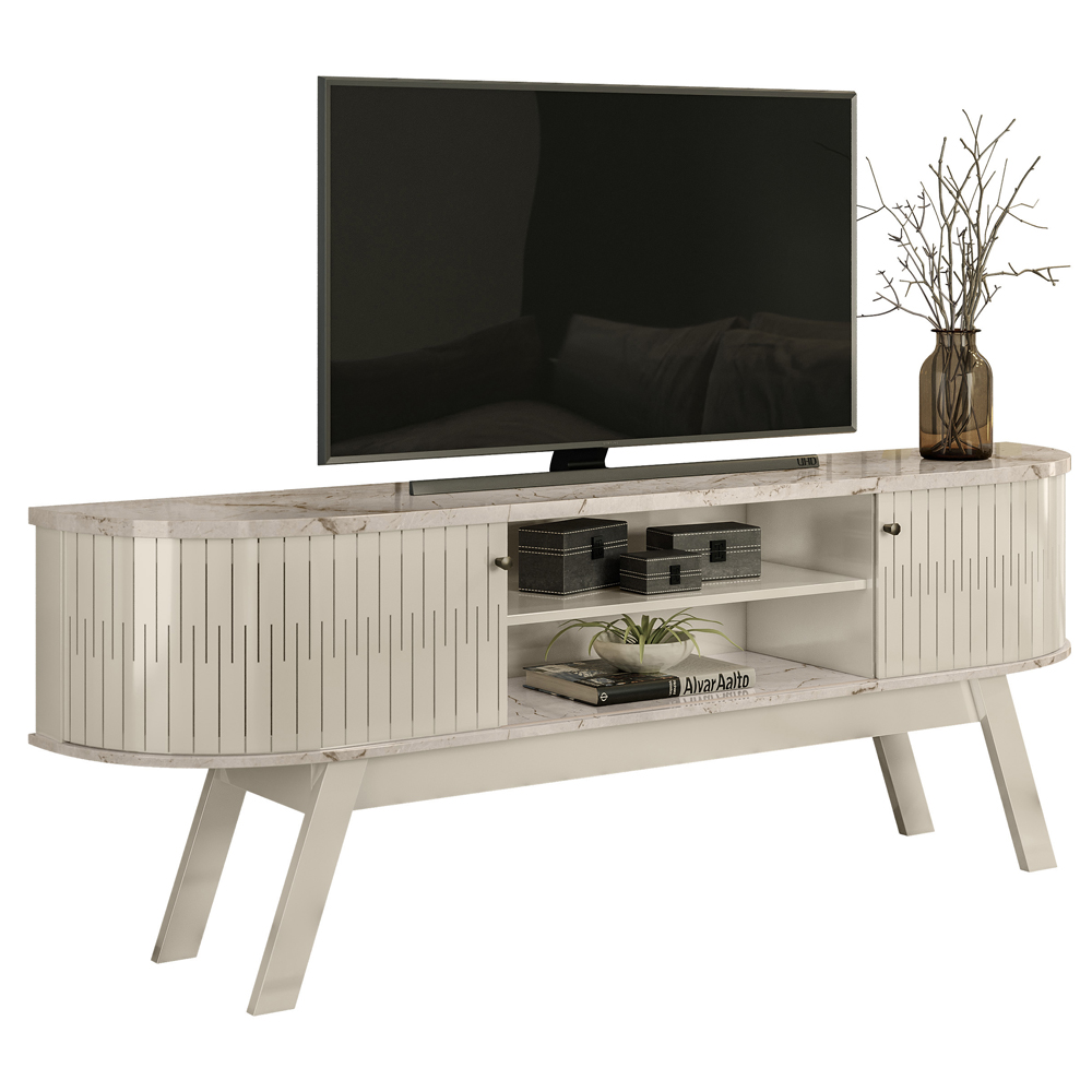 Rack Bancada 183 cm TV 75 Pol 5111 Calacata Off White MDT