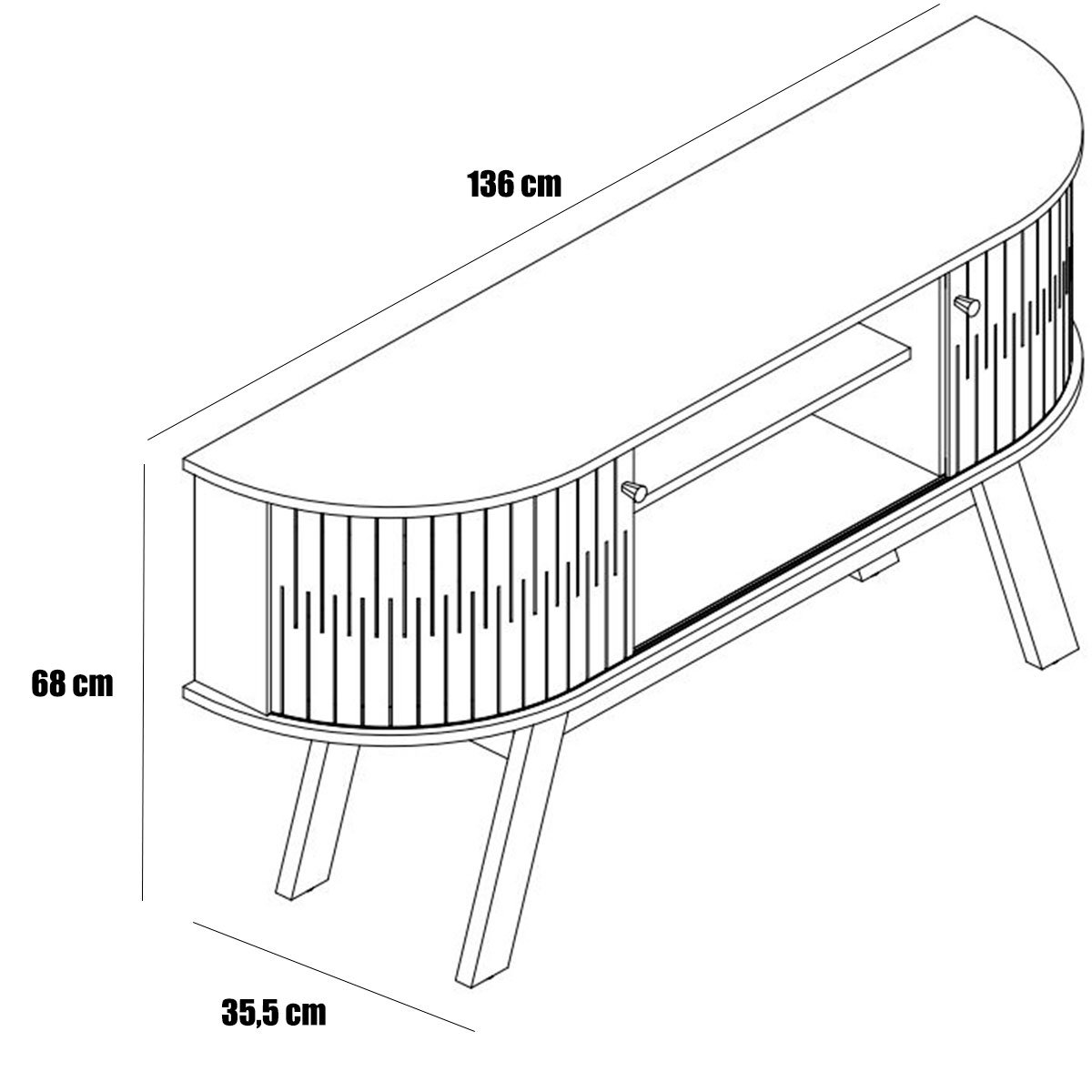 Rack Bancada Atalanta 2 Portas Para Tv de 55" Polegadas Cinamomo/Off White