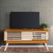 Rack Bancada Foz 1.5 2 Portas Pé Palito TV até 65 Polegadas Cinamomo/Off White