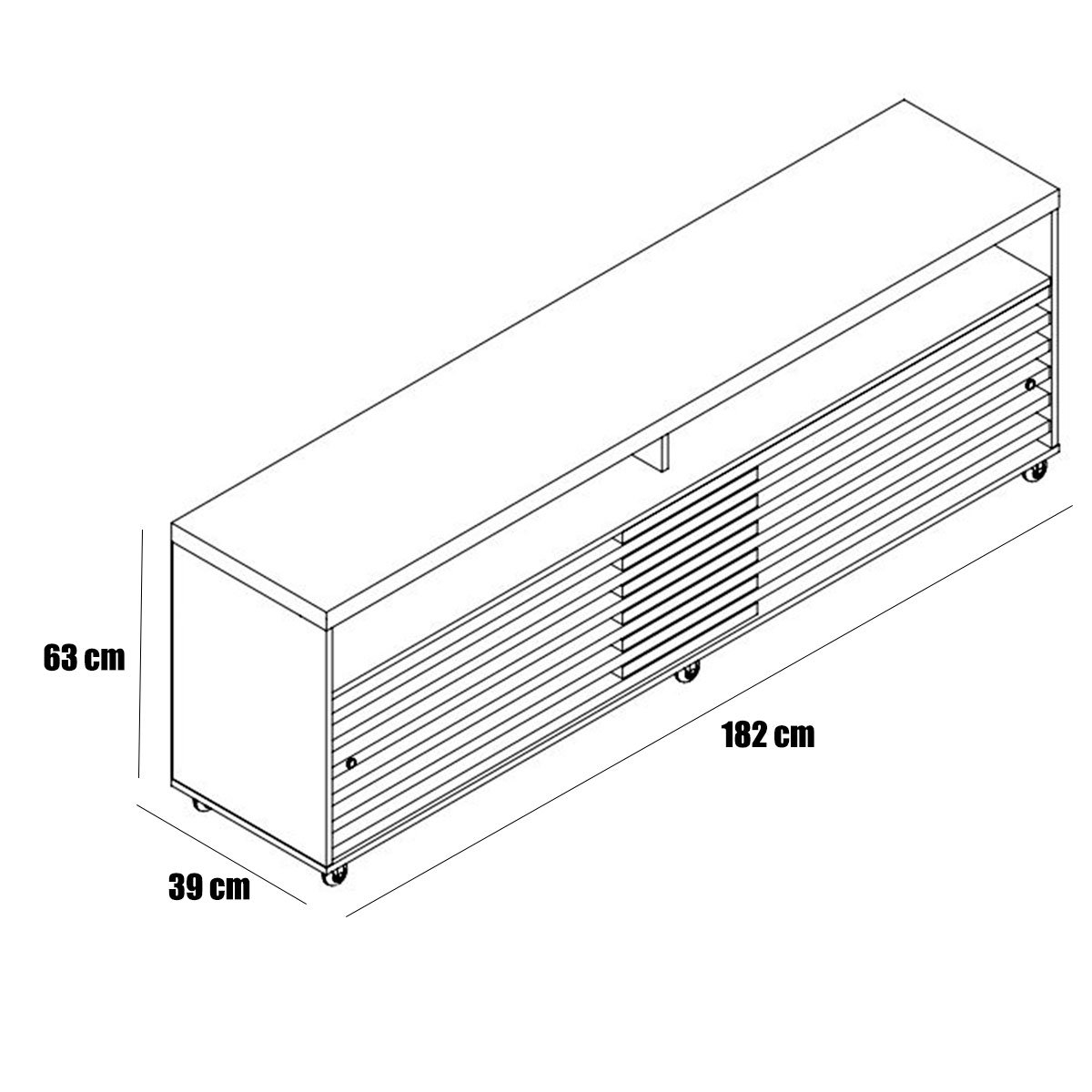 Rack Bancada Foz 2 Portas Rodízios TV até 75 Polegadas  Calacata/Off White