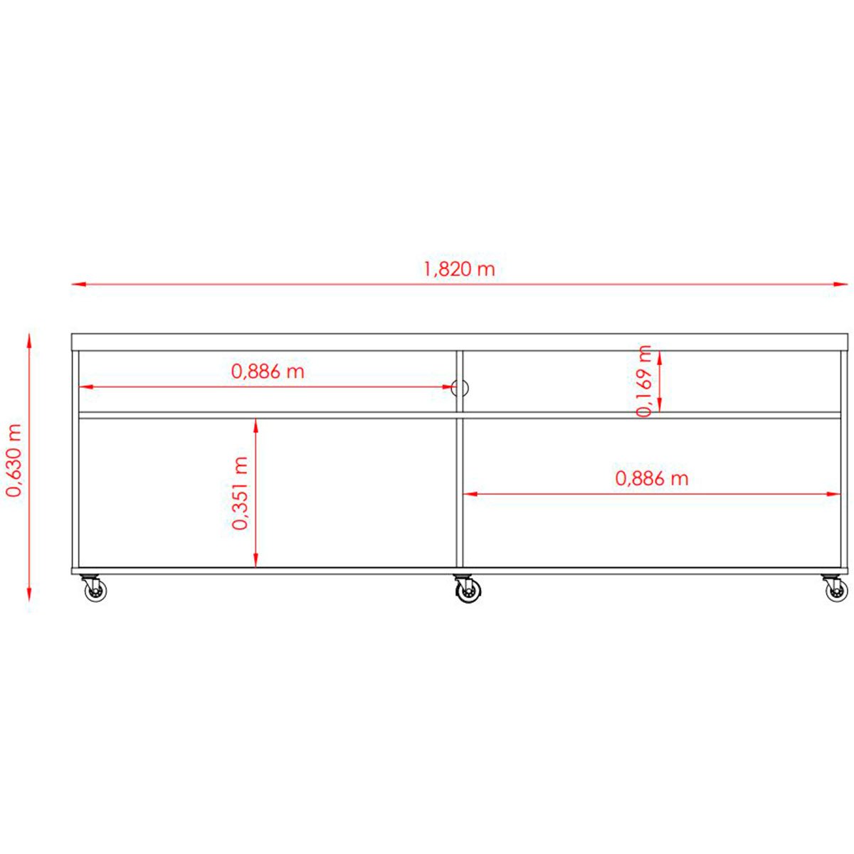 Rack Bancada Foz 2 Portas Rodízios TV até 75 Polegadas  Calacata/Off White