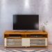 Rack Bancada Foz 2 Portas Rodízios TV até 75 Polegadas  Cinamomo/Off White