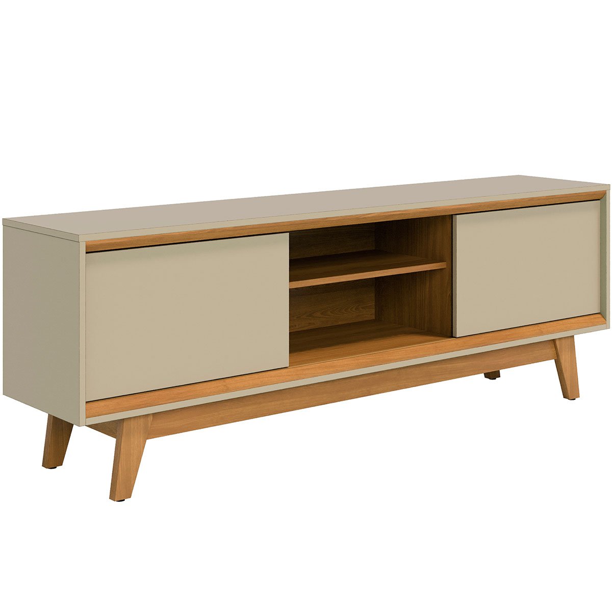 Rack Bancada Mundi 2 Portas para Tv de 75" Polegadas Cumaru/Opala