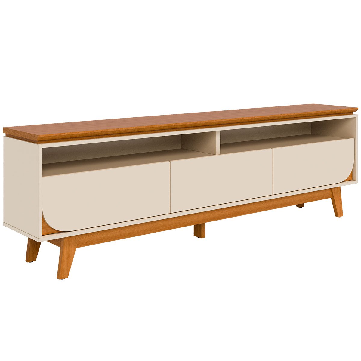 Rack Bancada Serena 3 Gavetas Para Tv de 75" Polegadas Cinamomo/Off White