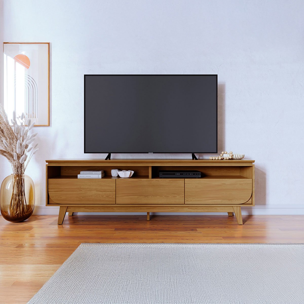 Rack Bancada Serena 3 Gavetas Para Tv de 75" Polegadas Cumaru