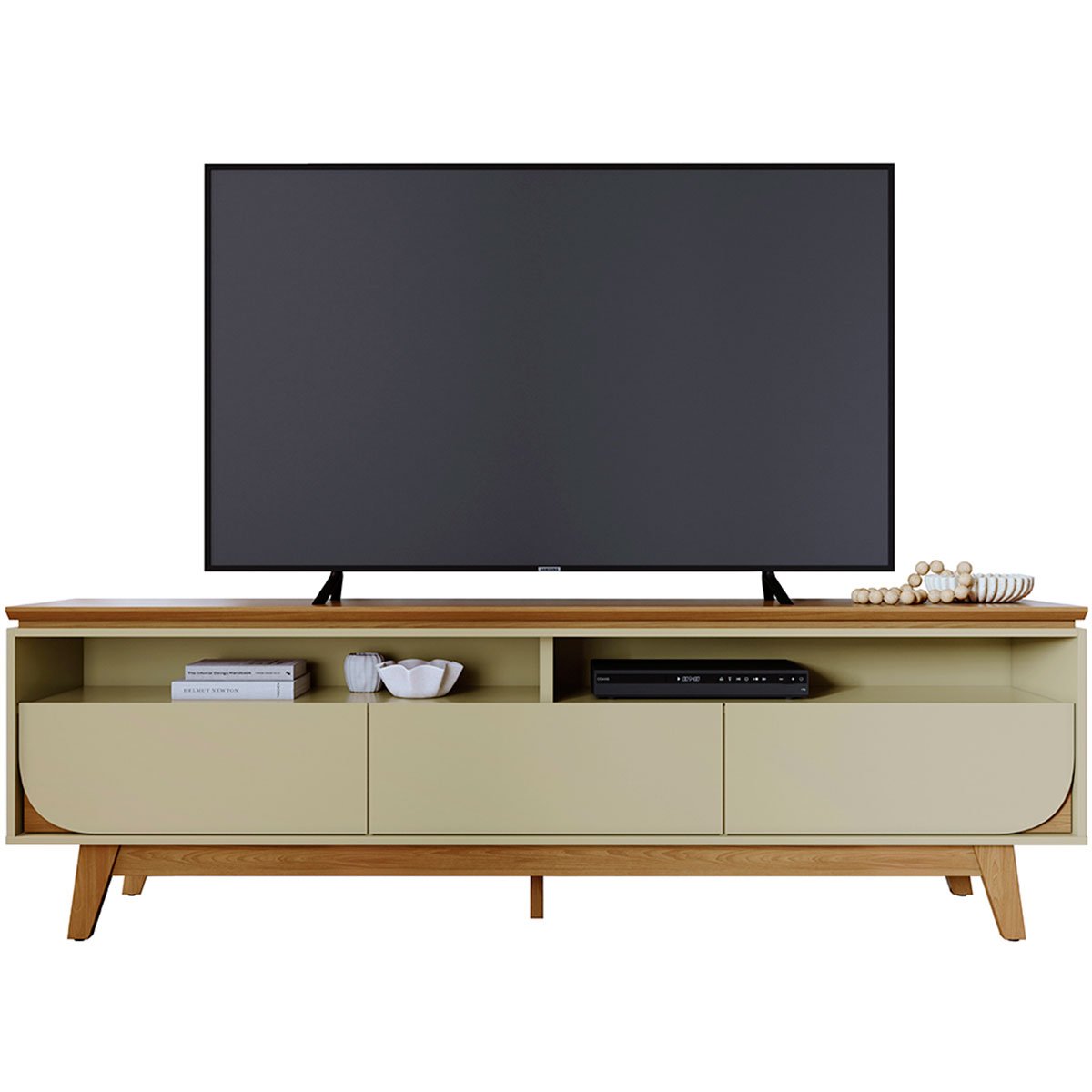 Rack Bancada Serena 3 Gavetas Para Tv de 75" Polegadas Cumaru/Opala