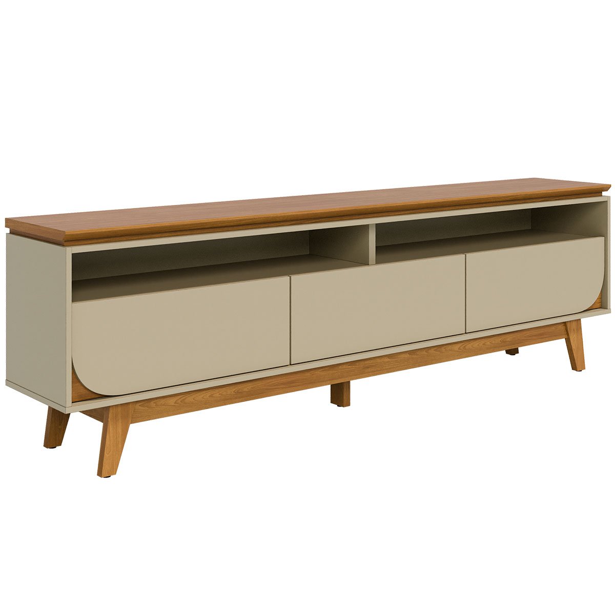 Rack Bancada Serena 3 Gavetas Para Tv de 75" Polegadas Cumaru/Opala