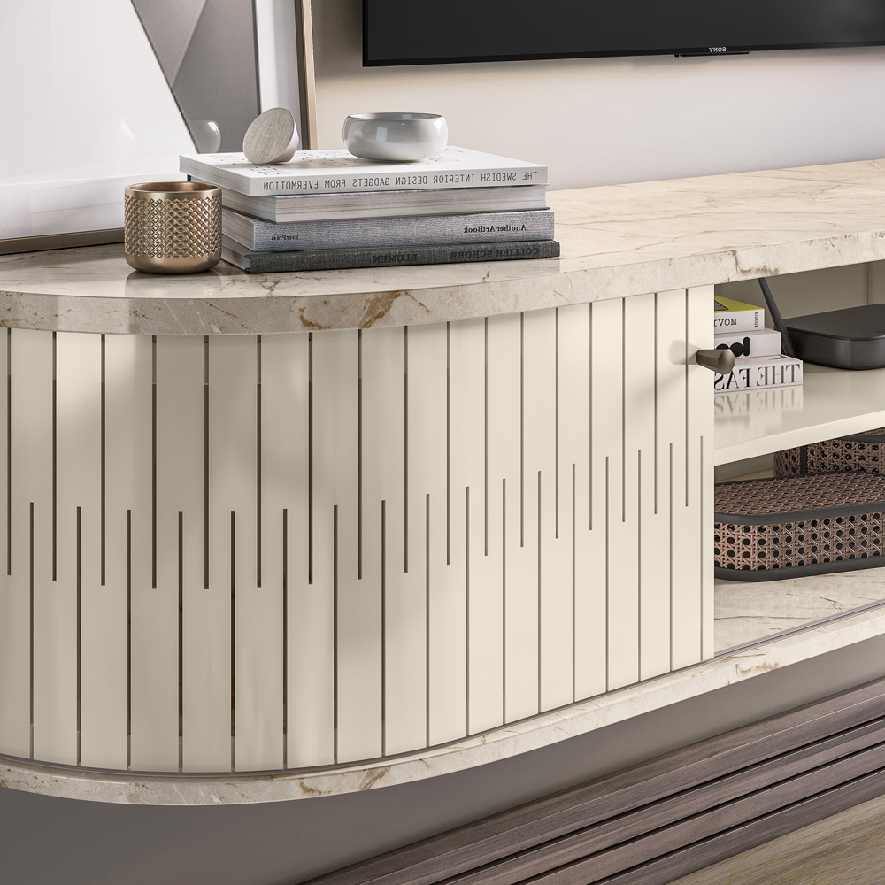 Rack Bancada Suspensa 183 cm TV 75 Pol 2891 Calacata Off White MDT