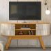 Rack Bancada Tv 55 Pol 136 cm Atlanta Cinamomo Off White MADETEC