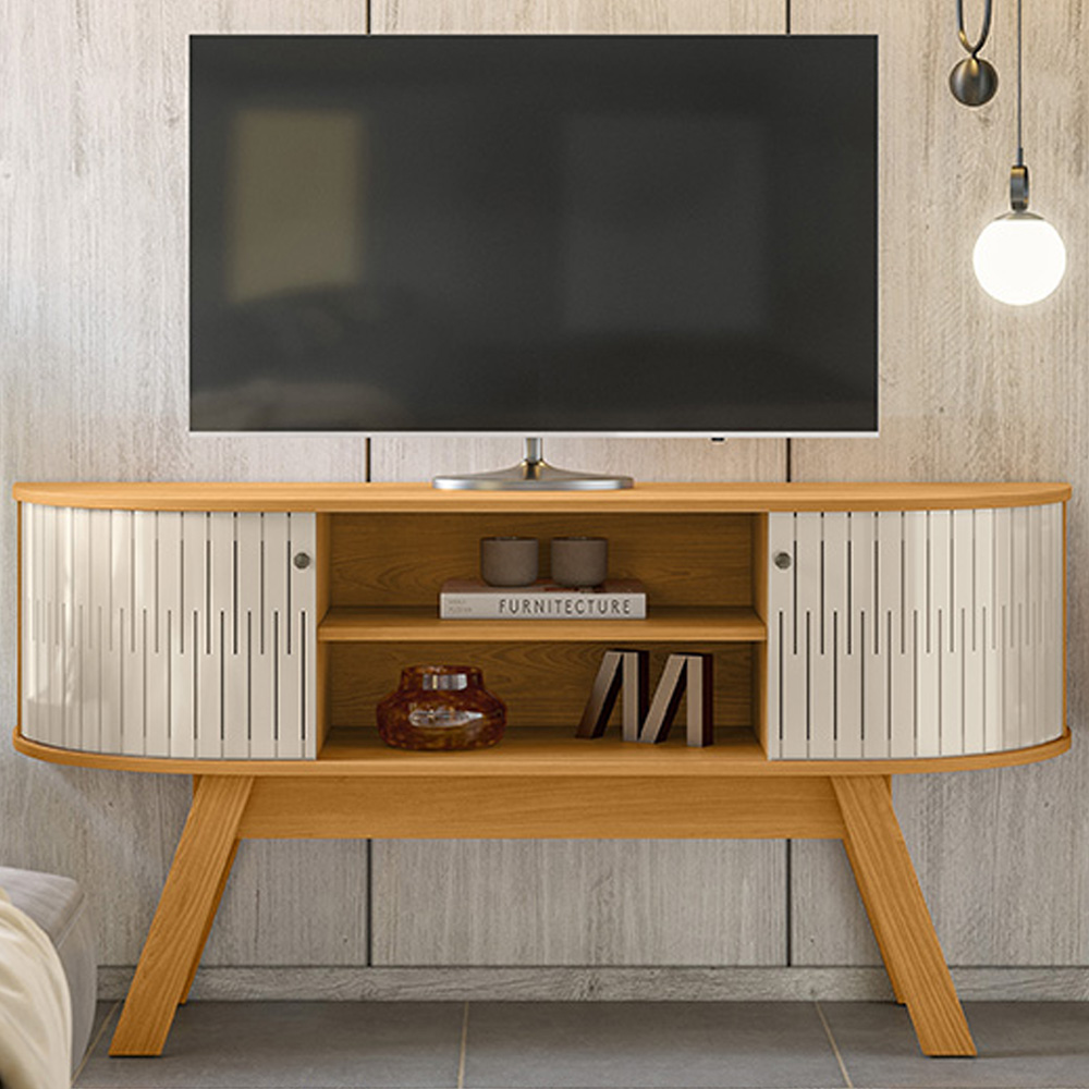 Rack Bancada Tv 55 Pol 136 cm Atlanta Cinamomo Off White MADETEC