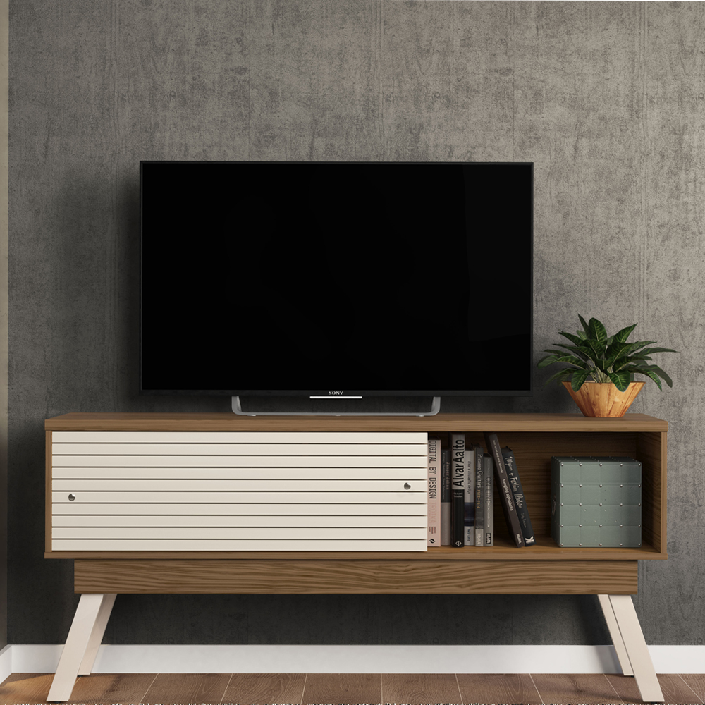 Rack Bancada Tv 65 Pol 150 cm 2 Portas Frizz Naturale Off White MADETEC