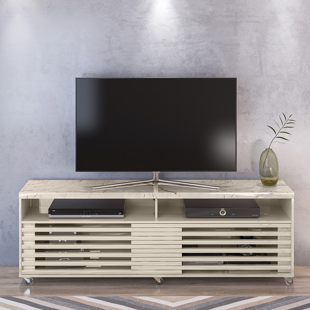 Rack Bancada Tv 65 Pol 2P 182 cm Frizz Calacata Off White MADETEC