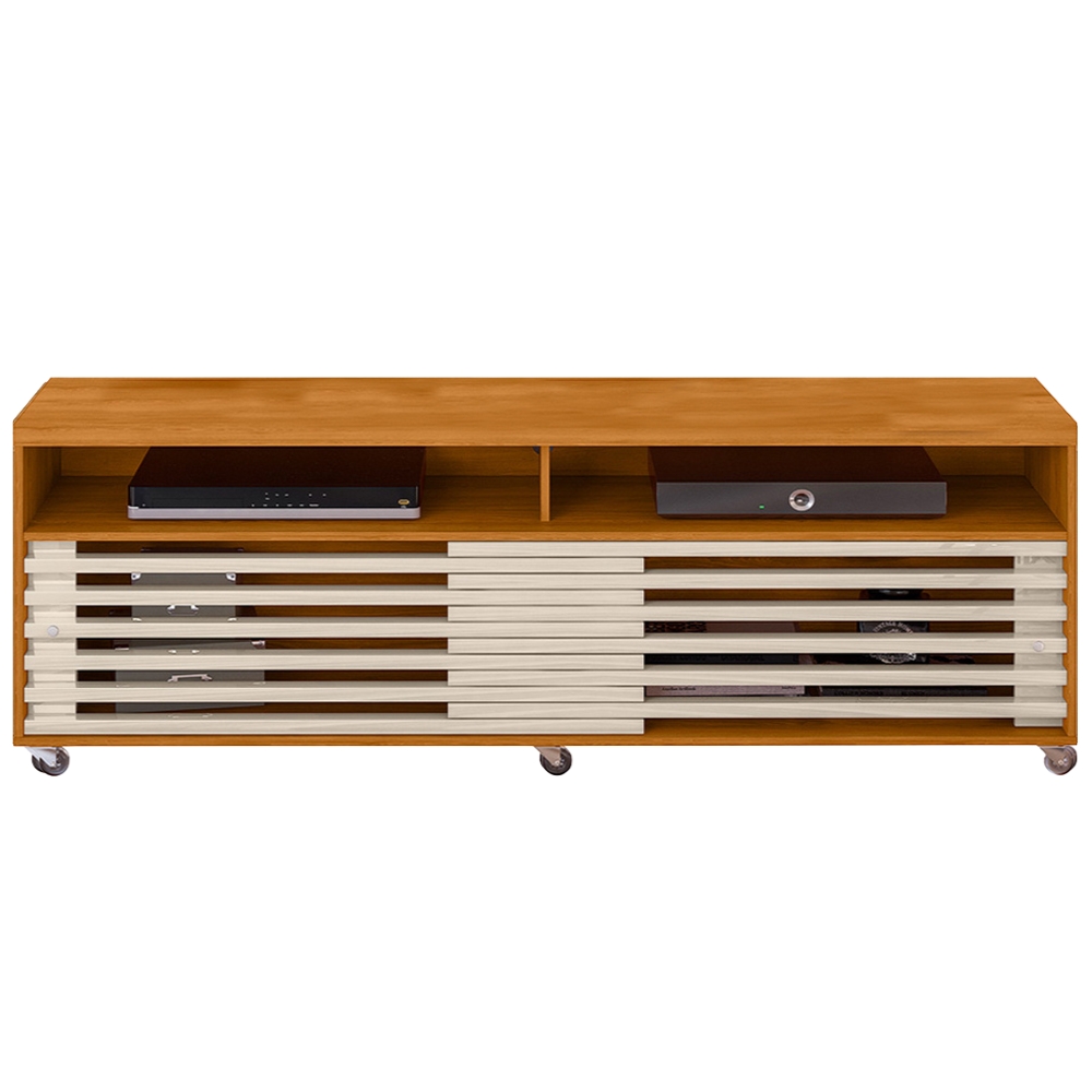 Rack Bancada Tv 65 Pol 2P 182 cm Frizz Cinamomo Off White MADETEC