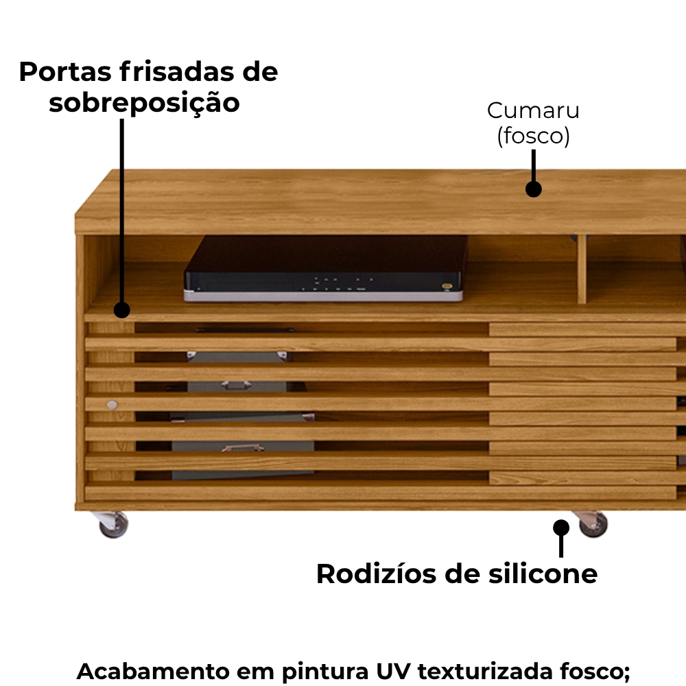 Rack Bancada Tv 65 Pol 2P 182 cm Frizz Cumaru MADETEC