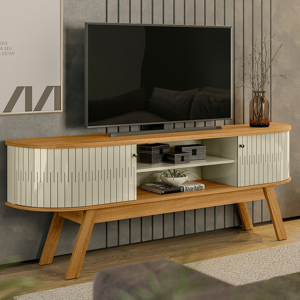 Rack Bancada Tv 75 Pol 2P 183 cm Valencia Cumaru Opala MADETEC