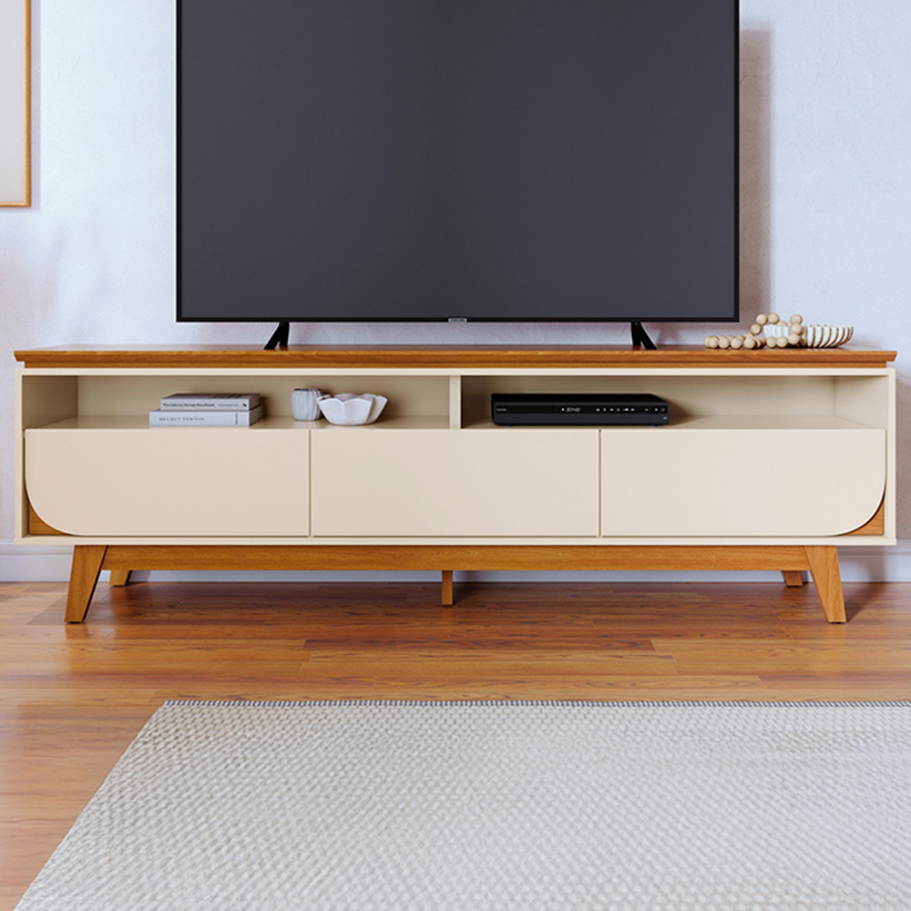 Rack Bancada Tv 75 Pol 3G 200 cm Selene Cinamomo Off White MADETEC