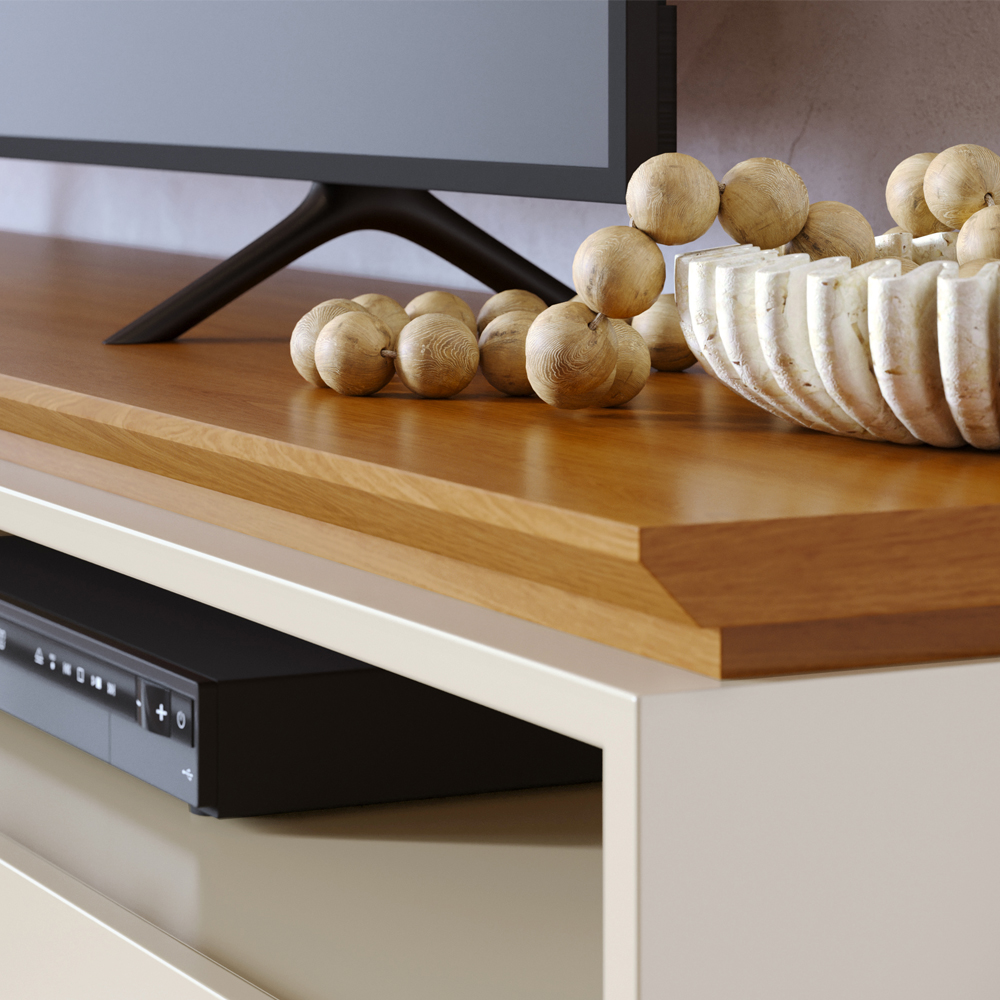 Rack Bancada Tv 75 Pol 3G 200 cm Selene Cinamomo Off White MADETEC