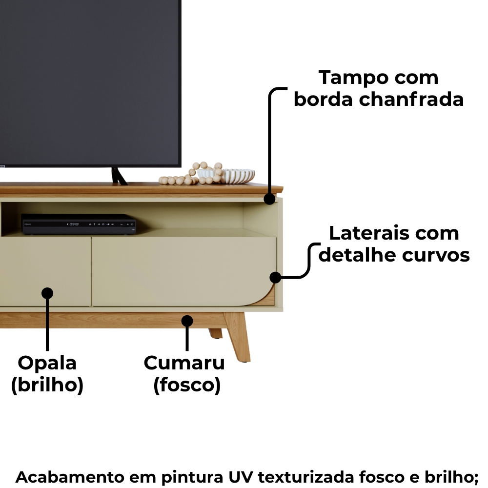 Rack Bancada Tv 75 Pol 3G 200 cm Selene Cumaru Opala MADETEC