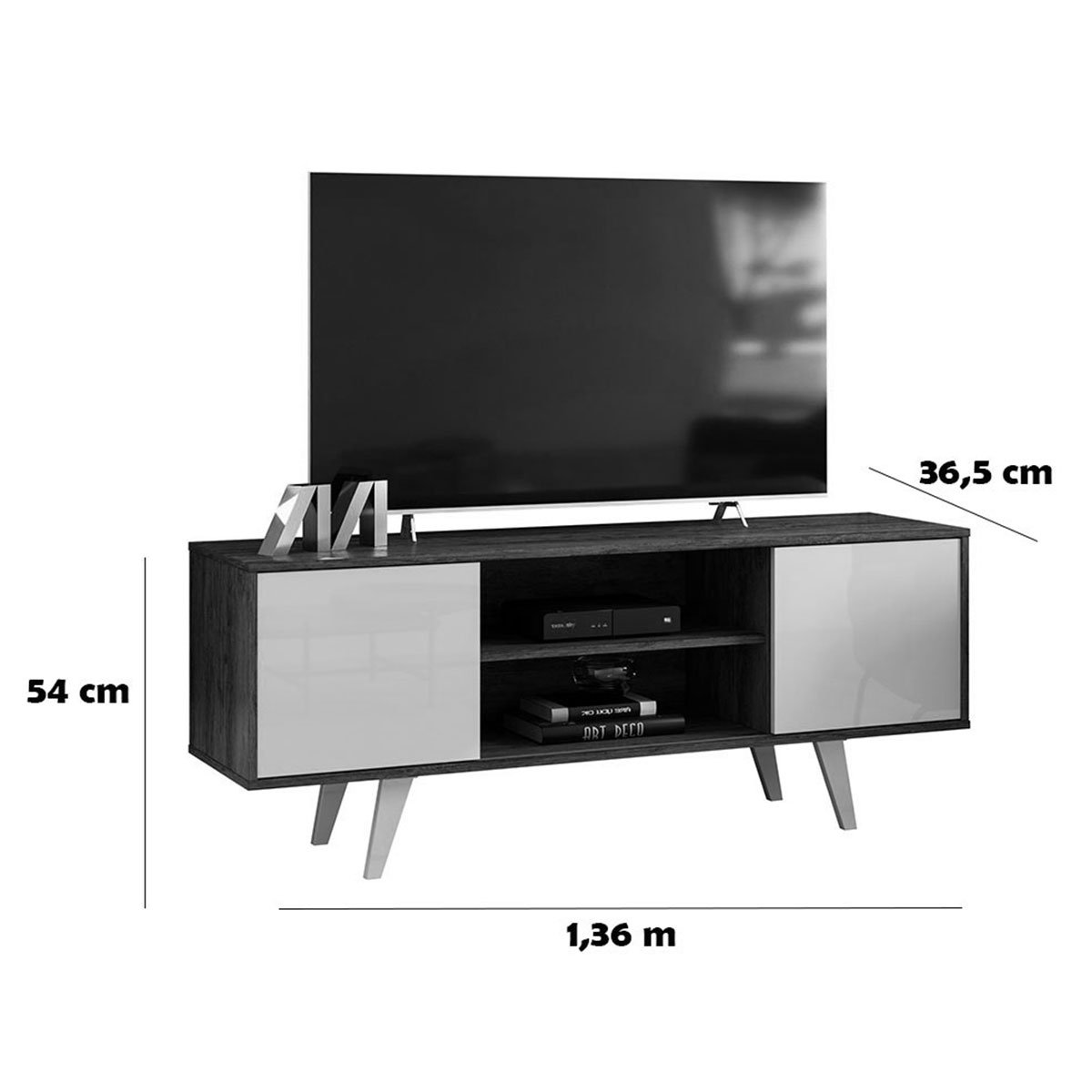 Rack Bancada para Tv 55" com 2 Portas e 1 Prateleira Líbano Fendi/Naturale