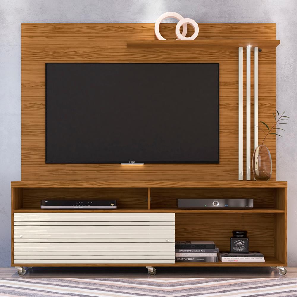 Rack Com Painel Para TV 65 Polegadas 7091 Naturale Off White Madetec