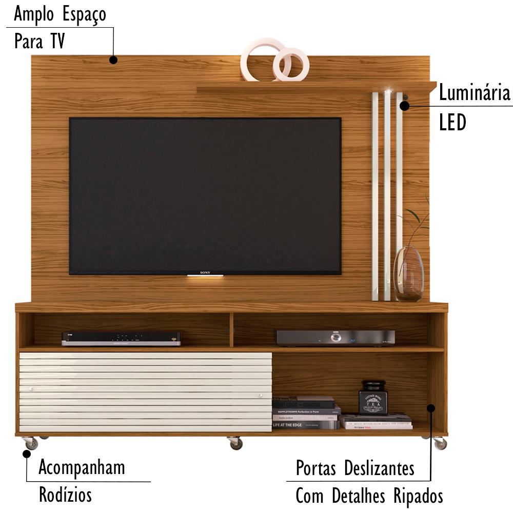 Rack Com Painel Para TV 65 Polegadas 7091 Naturale Off White Madetec