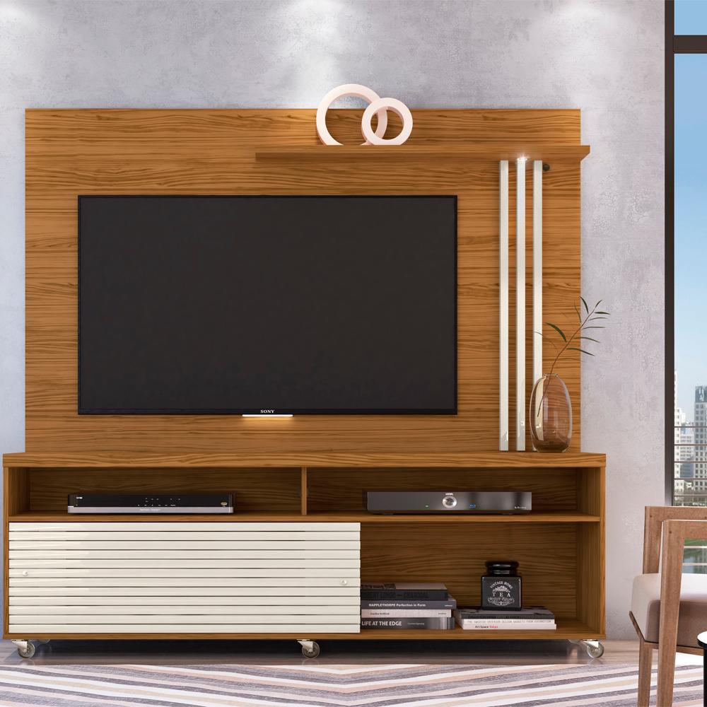 Rack Com Painel Para TV 65 Polegadas 7091 Naturale Off White Madetec